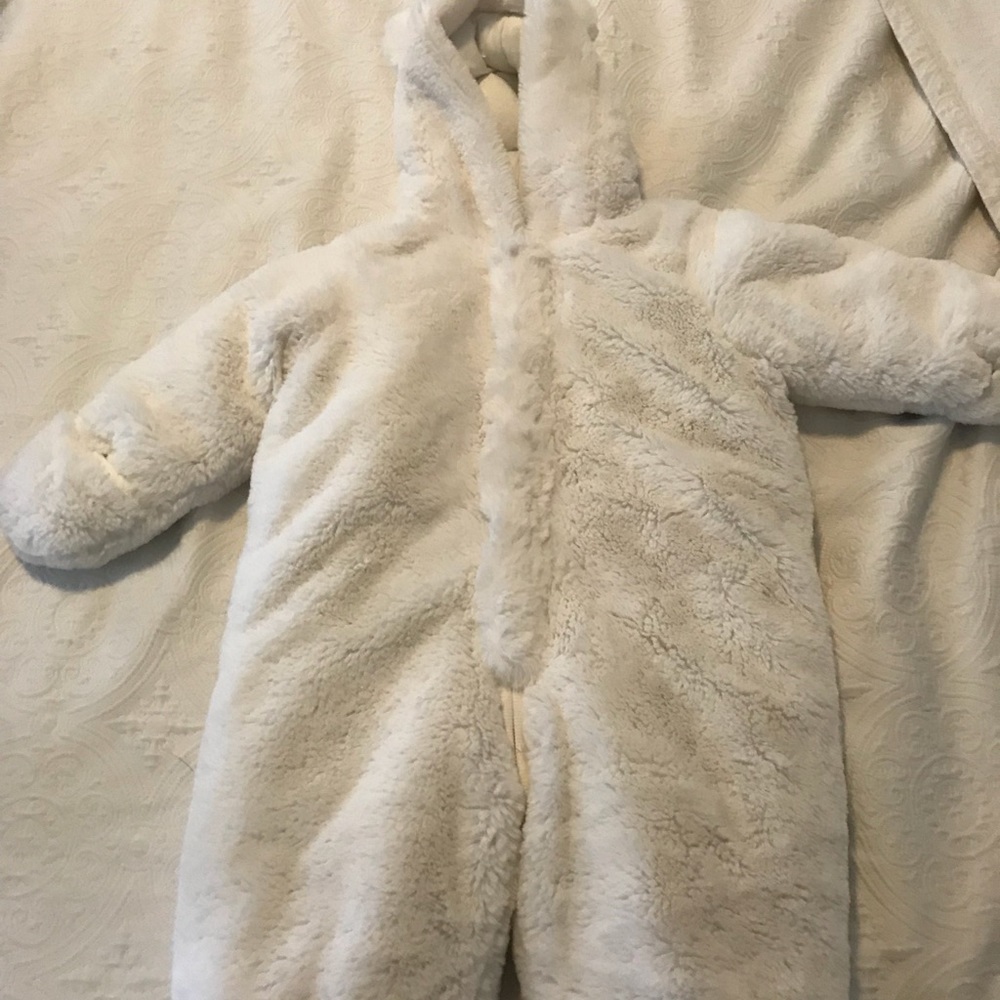 Adorable white snowsuit!